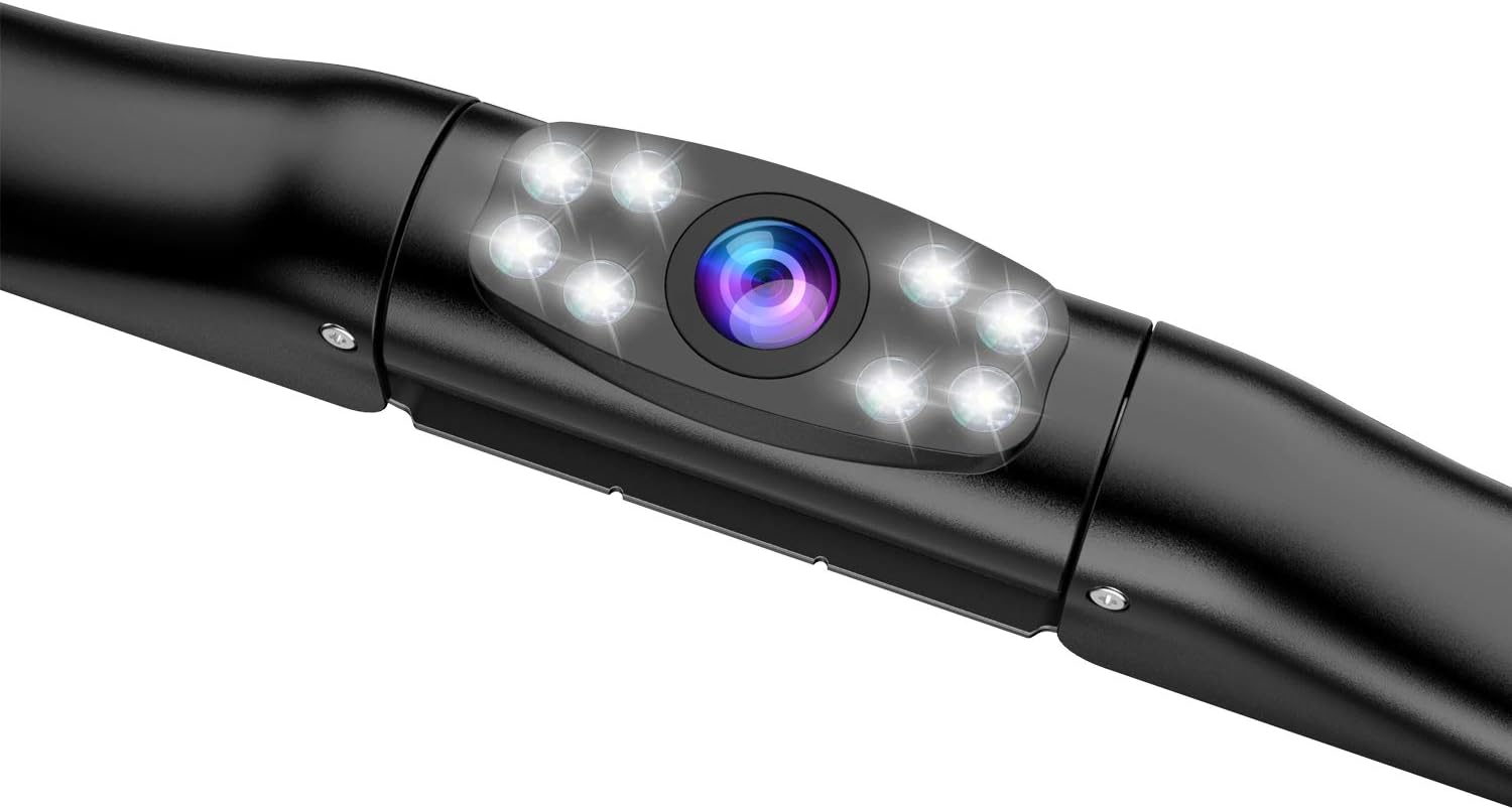 Esky 180 Degree Viewing Angle Rear View Backup Camera, 8 LED Night Vision & One-Button Control (Aluminum Zinc/Black)