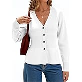 Cicy Bell Womens V Neck Cardigan Sweaters Long Sleeve Cinched Waist Knit Tops Dressy Casual Button Up Fitted Outerwear