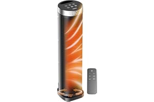 VOCRS Space Heater for Indoor Use with Remote - 70° Oscillating Tower Electric Heater, 24 Inchs, 12H Timer, 1500W Quiet PTC Ceramic Heating with Thermostat, Fast Safety Heat for Office, Home, Bedroom