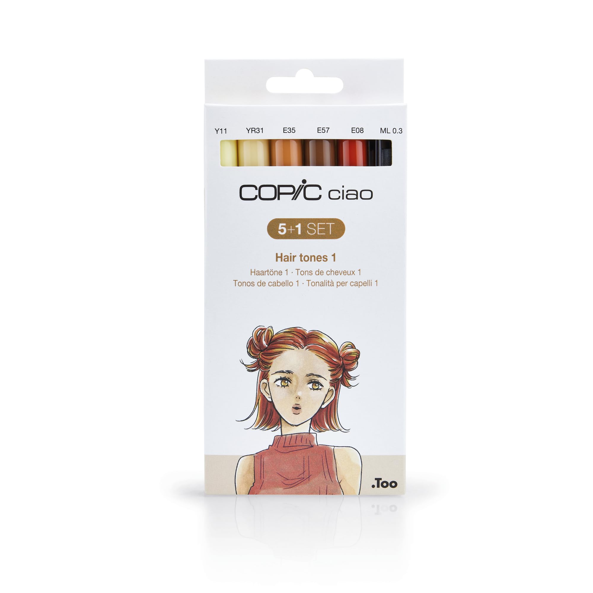 Copic Ciao Coloured Marker Pen - 5+1 Set Hair Tones 1, Brush & Chiselled Medium Broad Nibs, Highlighter, Art & Crafts, Design, Anime, Professional & Beginners, Art Supplies & Colouring Books
