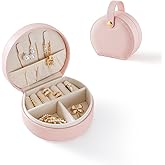 CASEGRACE Small Travel Jewelry Case, Portable Jewelry Organizer Box for Necklace Rings Earrings, Travel Essentials Jewelry Storage for Women Girls, Pink