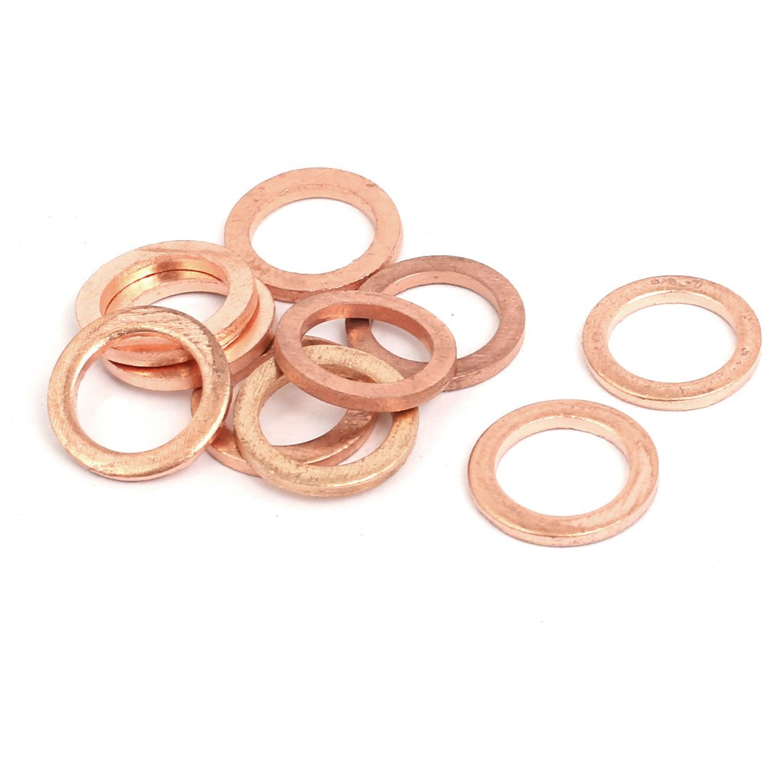Sourcingmap 10pcs 10mmx14mmx1.5mm Copper Flat Ring Sealing Crush Washer Gasket