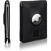 Kingly Trace Airtag Wallet for Men - Smart RFID Blocking Leather Wallet with Airtag Holder & Money Clip - Minimalist Trackable Design with Pull Tab - Secure Wallets