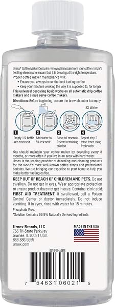 THE PROFESSIONAL BARISTA’S CHOICE – URNEX KEURIG COMPATIBLE COFFEE MAKER UNIVERSAL DESCALING SOLUTION (2 PACK, 2 USES PER BOTTLE)