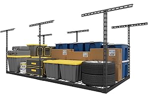 Jusgym 3X6FT Overhead Garage Storage Rack, 22"-48" Height Adjustable Garage Ceiling Storage Racks, Heavy Duty Metal Overhead Storage Organizer System, 450LBS Weight Capacity