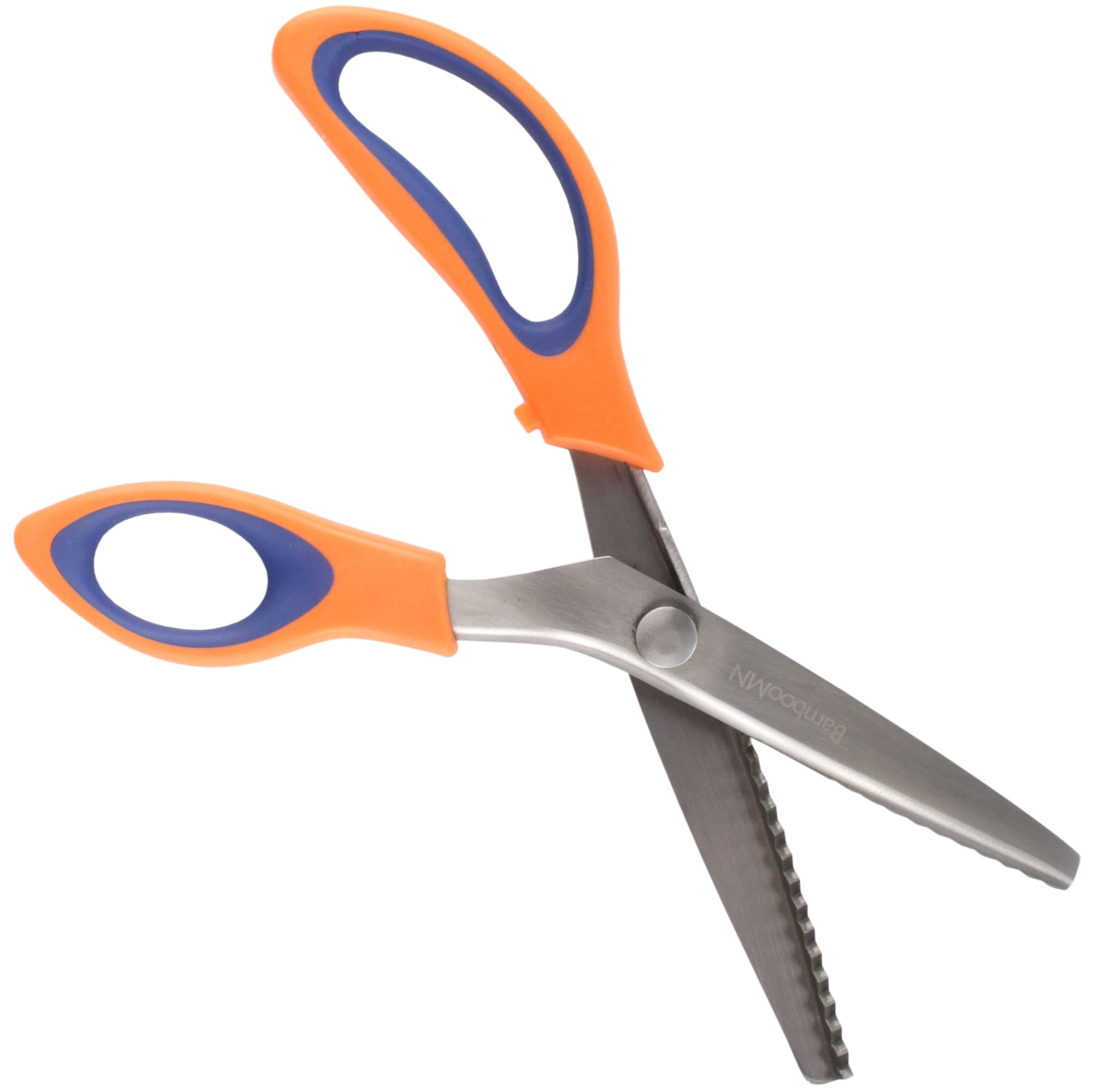 JubileeYarn Professional Grade Pinking Shears - 9.5" Serrated Stainless Steel - Orange & Blue - 1 Pair