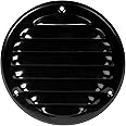 Repa Market 4'' Inch (Opening Dimensions) Metal Black Vent Cover - Round Soffit Vent - Air Vent Louver - Built-in Screen Mesh - HVAC Ventilation Grille - 5.5" Inch (Outer Dimensions)