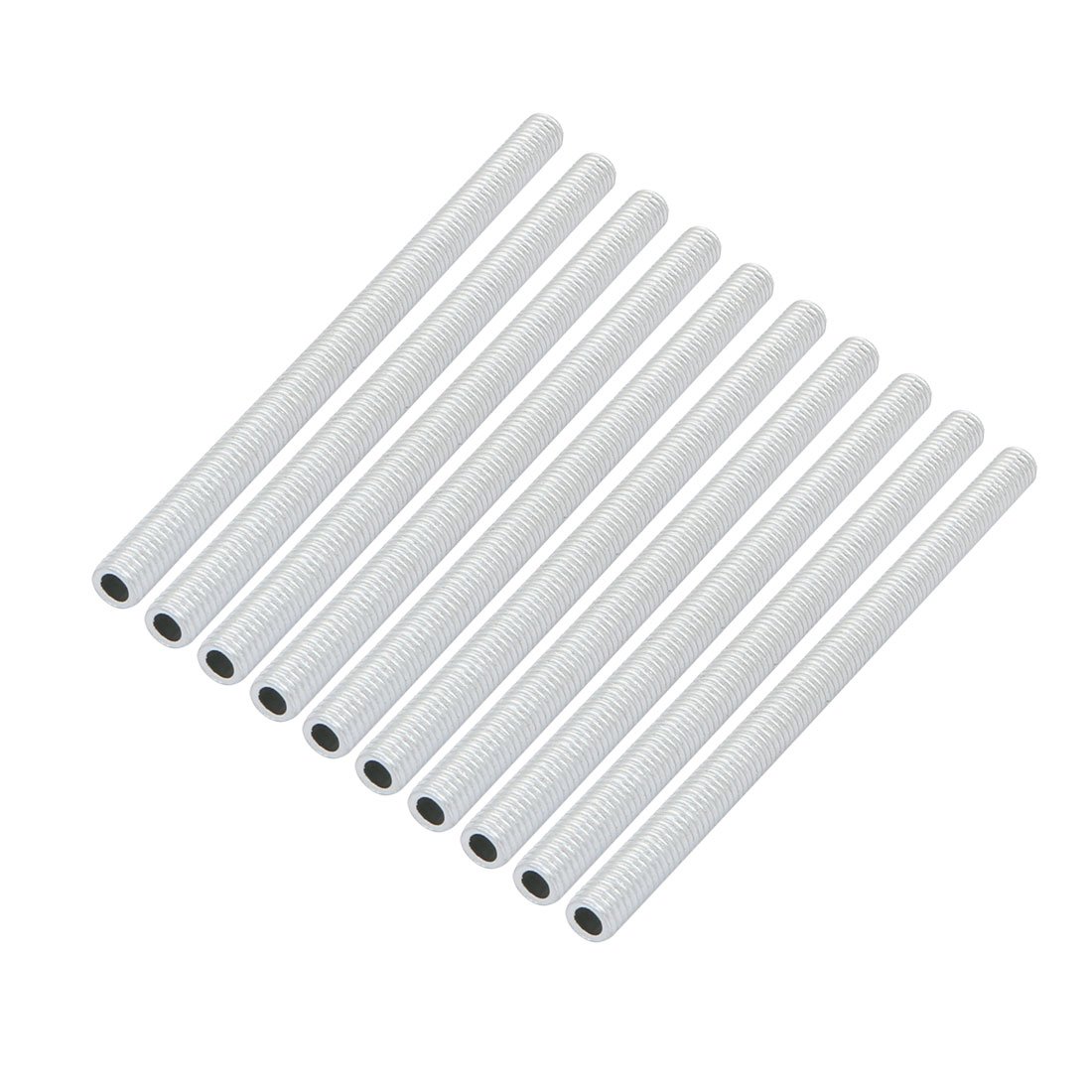 Sourcingmap Lamp Pipe Nipple, M6 Thread 100mm Length Hollow Lamps Repair Part Hardware for Lamp Lights, Zinc Plated Silver Tone, Pack of 10