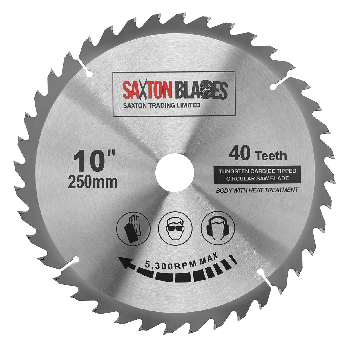 Saxton TCT Circular Wood Saw Blade 250mm x 30mm x 40T for Bosch, Makita etc fits 255mm saws