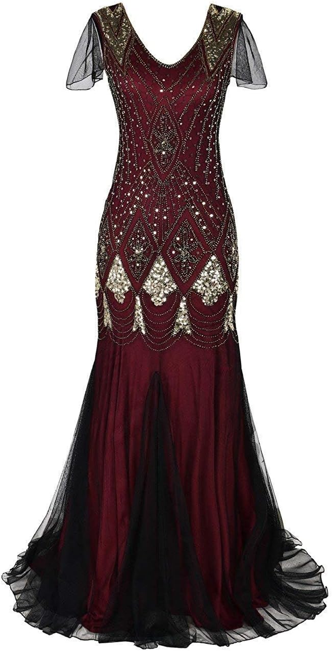 Mayever Womens Gatsby Flapper Dress Prom Gown Mermaid Hem Ball Evening Party Costume A80