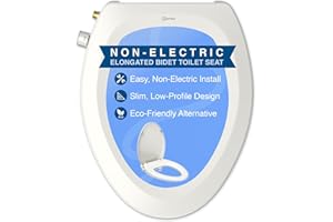 CLEAR REAR Elongated Bidet Toilet Seat – Non Electric Attachment for Toilets, Easy to Install Self Cleaning, Rear & Feminine Wash Nozzles, Adjustable Water Sprayer, Eco Friendly Hygienic Upgrade