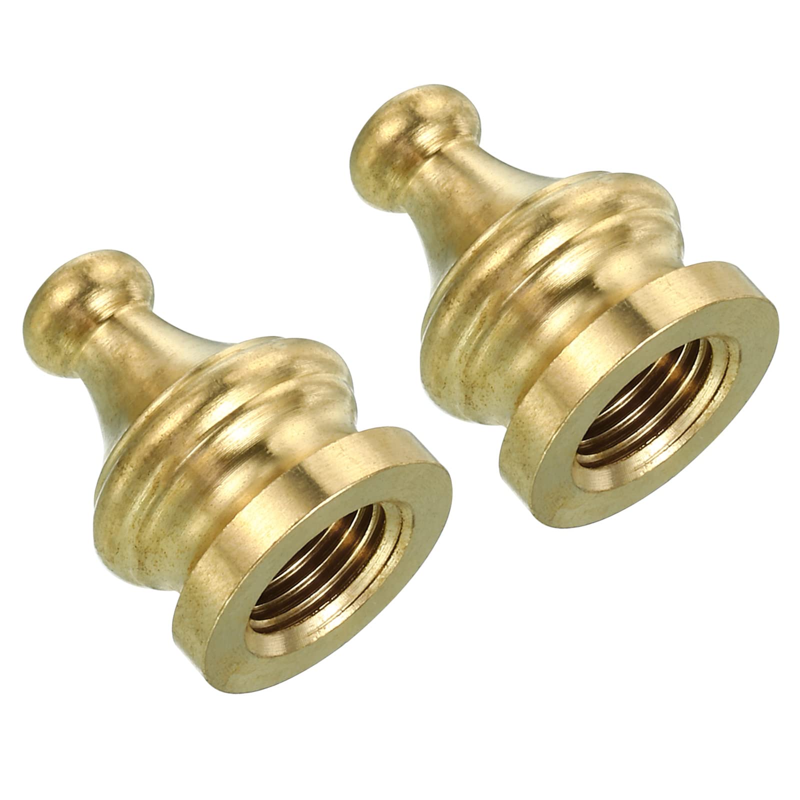 PATIKIL M10 Lamp Finial Cap Knob, 2 Pack Lamp Shade Harp Top Screw Decoration for Table Lamps Floor Lamps, Brass