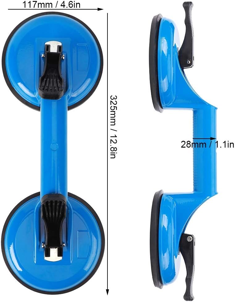Glass Suction Tool, Aluminum Alloy Glass Suction Cup Repairing Tool 325 x 118mm, with Rubber Blue 2‑Claw, Car Dent Puller - Image 3