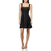 BCBG Womens Sleeveless Square Neck A-line Mini Dress