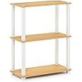 Furinno Turn-S-Tube 3-Tier Compact Multipurpose Shelf Display Rack, Square, Beech/White, 3-Tier Square Tubes