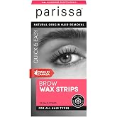 Parissa Natural Eyebrow Wax Strips for Women &ndash; Brow Waxing Kit for Eyebrows, Edges &amp; Stray Hairs | No Heat, Fragrance-Free, Sensitive Skin | 16 Strips (32 Applications)