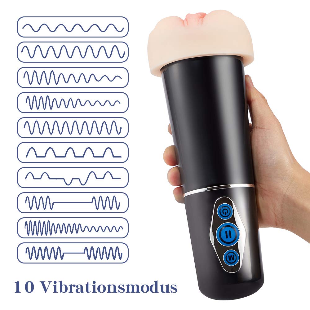 (2019 Neu) Elektrischer Masturbieren für Mann mit 5 Saugintensitäten Automatische Masturbatoren 10 Vibrations modi Mastubator Mann Taschenmuschi Sexspielzeug Männer Realistische Vagina Muschi