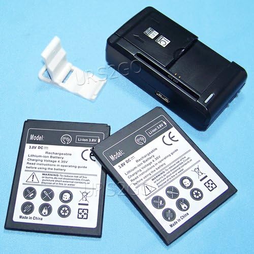 [ZTE Warp 7 Battery Combo Pack] High Capacity 2x 3200mAh 3.8V Replacement Battery Universal External Desktop Wall USB/AC Charger Folding Bracket for ZTE Warp 7 N9519 Cellphone