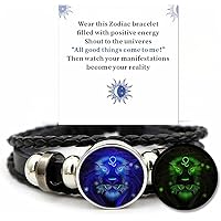 VBWEOI Gleym Bracelet, Zodiac Signs Spirit Bracelet, Multilayer Adjustable 12 Constellation Zodiac PU Leather Bracelet, Gleym