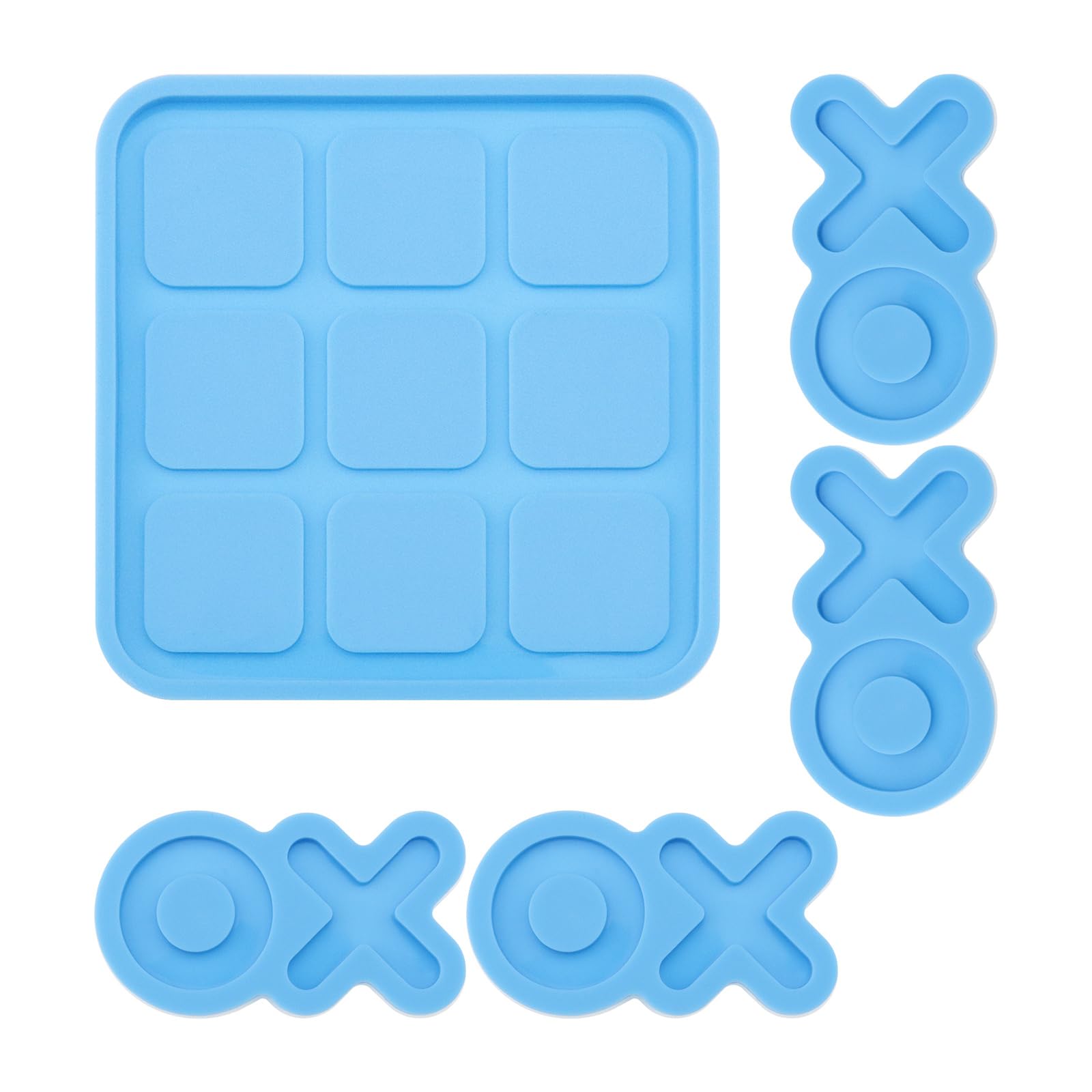 EMSea 5Pcs Tabletop Board Game Silicone Moulds Tic Tac Toe Silicone Mould X O Board Resin Molds Epoxy Resin Casting Mould