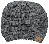 Thick Winter Slouchy Knit Oversized Beanie Cap Hat, One Size, Dark Grey