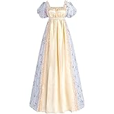 LTAKK Regency Dress Women Regency Costume Empire Waist Tea Party Victorian Gown with Sash and Corsage