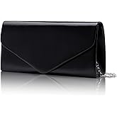 Larcenciel Envelope Clutch Purse for Women, Vegan Leather Evening Bag with Chain Strap, Wedding Cocktail Party Formal Handbag