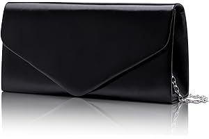 Larcenciel Envelope Clutch Purse for Women, Vegan Leather Evening Bag with Chain Strap, Wedding Cocktail Party Formal Handbag
