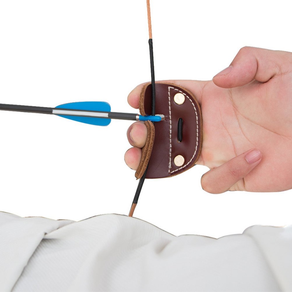 Schoner VORCOOL Traditionelle Leder Finger Tabs Bowstring Finger Saver Jagd Fingerschutz Sport