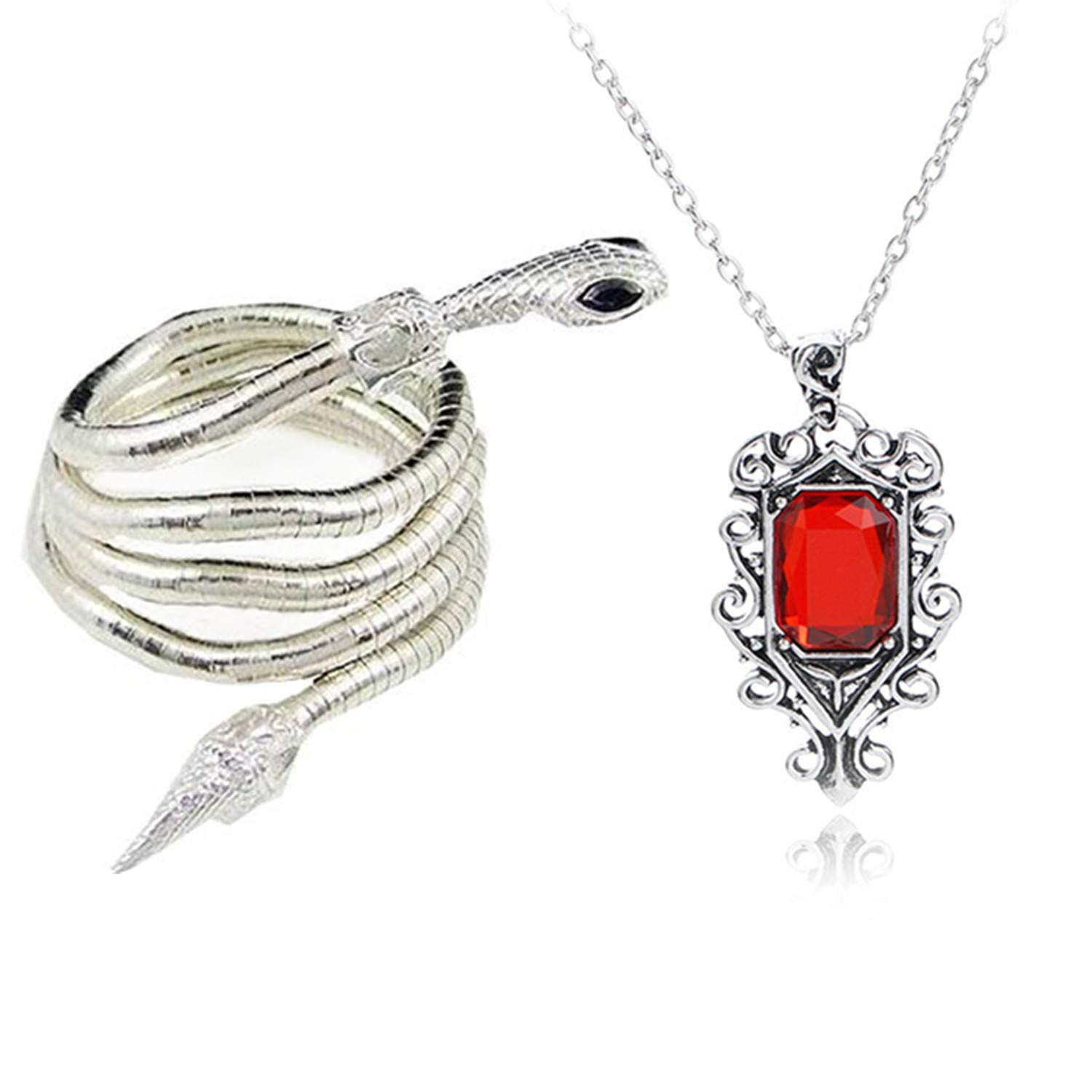 YouU 2 Pcs City of Bones Isabelle Lightwood's Electrum Whip Serpent Snake Bracelet and necklace Set with Storage Box