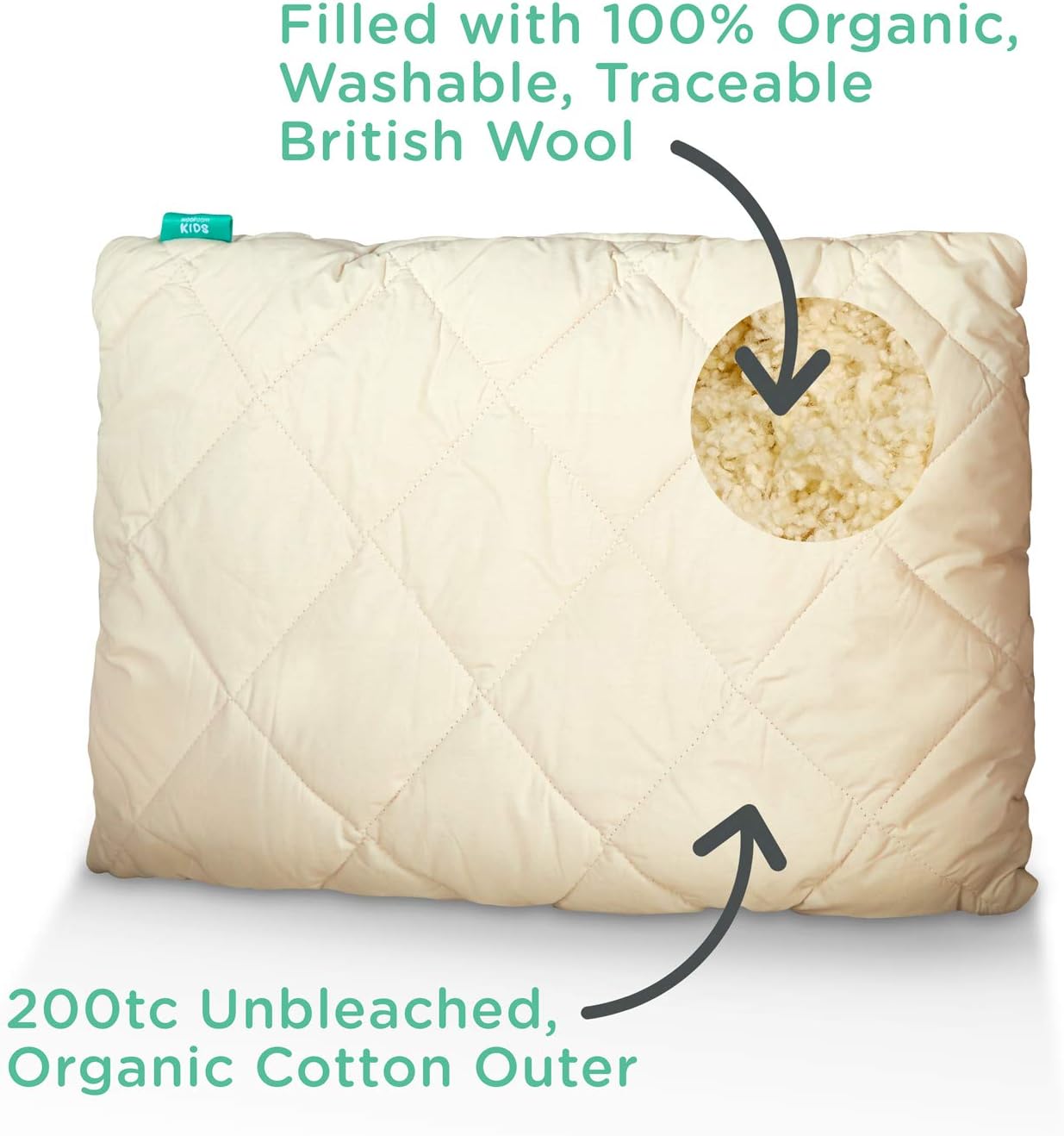 WOOLROOM Deluxe Washable Kids Cot Pillow, Lovingly Handcrafted Skin-Friendly Baby and Travel Pillow - Image 4