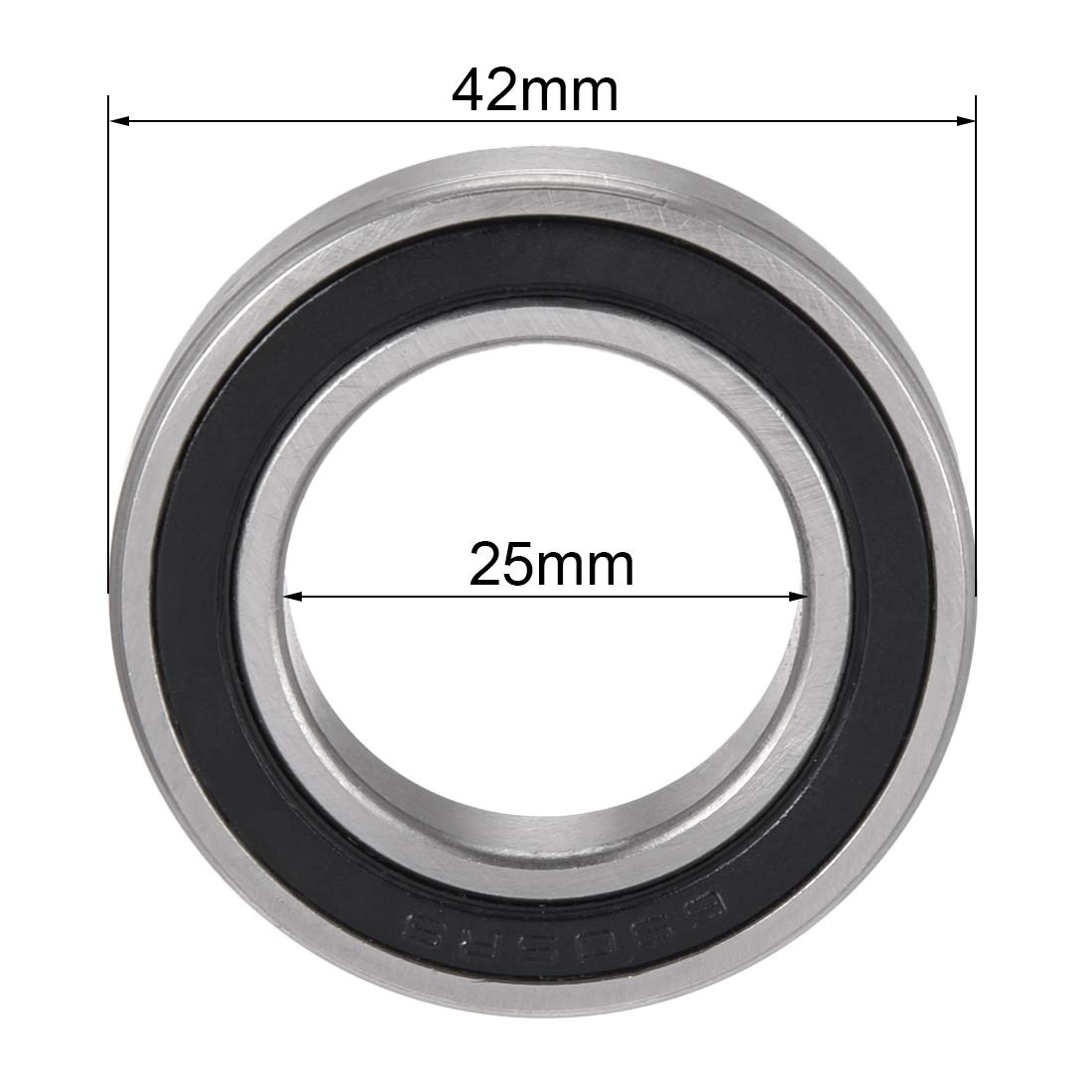 sourcing map 6905-2RS Deep Groove Ball Bearing Double Sealed 1180905, 25mm x 42mm x 9mm Chrome Steel Bearings (Pack of 1) - Image 5