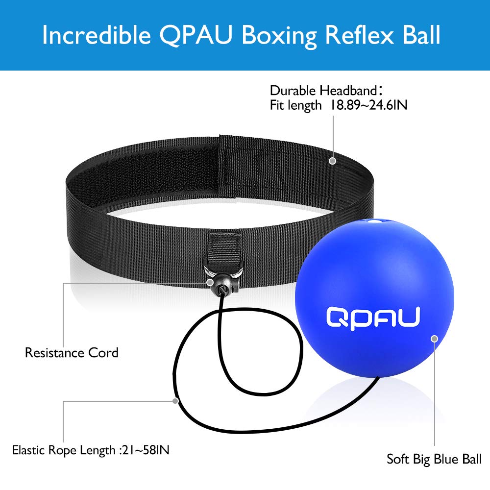 QPAU (Upgraded) Boxing Reflex Ball, Larger Reflex Ball Solo Boxing Ball Great for Beginners, Perfect for Speed Reactions, Punching Speed and Hand-Eye Coordination Blue