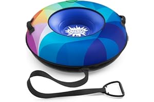 PIOSLEAI Snow Tube Sled, Snow Tubes for Sledding Heavy Duty with Premium Canvas Cover, 48" Inflatable Snow Sled for Kids and Adult Fun Snow Toys Winter Outdoor Toys for Boys Girls Ideal Christmas Birthday Gift