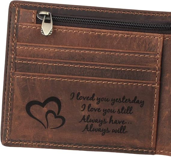 engraved leather wallet for husband