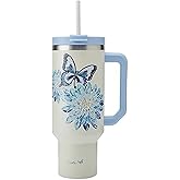 Dolly Parton Tumbler With Handle, Double Wall Vacuum Insulated Stainless Steel With Straw Lid, Cold For Up To 24 Hours Or Hot For Up To 8 Hours, 40 Ounce, Blue Jewel