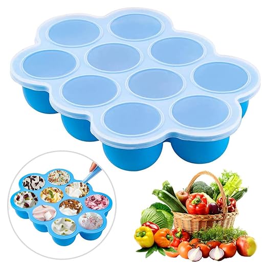 Babynahrung Einfrieren Behalter Wents Silikon Babybrei Aufbewahrung Mit Silikondeckel Gefriertabletts Fur Babynahrung Von Muttermilch Krautern Saucen Eiswurfeln Blau 10 X 75ml Amazon De Baby