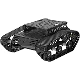 Tank Car Chassis with DC Geared Motor, Shock Absorbing Robot Chassis Full-Metal Robotic Moving Platform Track for Arduino RaspberryPi Microb Jetson DIY Maker Smart Robot Car Learning Kit (Black)