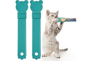 OKAMMY Cat Treat Squeeze Spoon Dispenser - Multifunctional Lickable Wet Cat Treat Dispenser for Cat Liquid Snack Cat Feeding Food Storage and Easy Hanging Cat Food Feeding Spoon (2 blue)