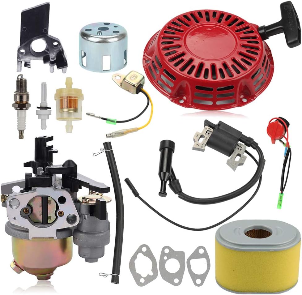 Alibrelo 212CC Carburetor Recoil Starter for Harbor Freight Predator 60363 68121 68120 69730 69727 Engine R210 Gas Engine Honda GX160 GX200 5HP 5.5HP 6.5HP Parts Tune Up Kit 16100-ZH8-W61
