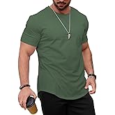 Mancozy Mens T Shirts Casual Hipster Hip Hop Longline Crewneck Tee Shirts