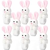 Lenwen 8 Pcs Rabbit Stuffed Animals Slap Bracelets for Kids Plush Animal Slap Snap Bracelets Bulk Rabbit Wrist Bands Adopt an Animal Party Favors Back to School Gifts for Boys Girls