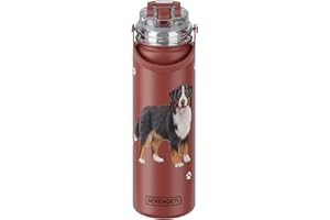E&S PETS SERENGETI 24 Oz Water Bottle Stainless Steel with Spill Proof Lid - Double walled Vacuum Insulated water flask - Realistic 3D Print of your favorite dog (Bernese Mt. Dog)