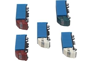 1:150 Scale Miniature Container Truck Model Set - 5-Piece N Gauge Diorama Accessory for Model Railroads, Train Layouts, Sand 