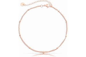 Made by Nami Flat Cuban Chain Anklet - Stainless Steel Link Ankle Bracelet - Cute Boho Summer Beach Anklet - Handmade in Germany - Adjustable for Women, Teens & Girls