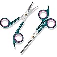 Professional Dog and Cat Grooming Scissors, Pet Grooming Shears, Sharp Stainless Steel Blade With Round Tips - Safety Fur Trimming for Dogs, Cats (Set of 2)