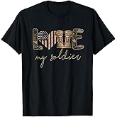I Love My Soldier Military Army Wife USA Camour Flag T-Shirt