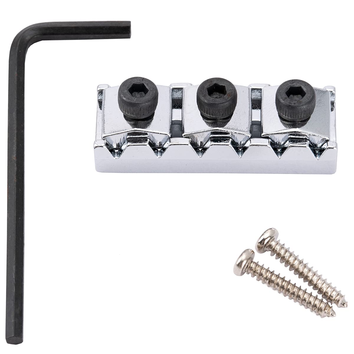 Musiclily Pro 42mm Steel Guitar R2 Locking Nut String Lock for Floyd Rose Tremolo Bridge Electric Guitar, Chrome