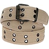 moonsix Canvas Web Belts for Men,Solid Color Casual Double Hole Grommet Belt