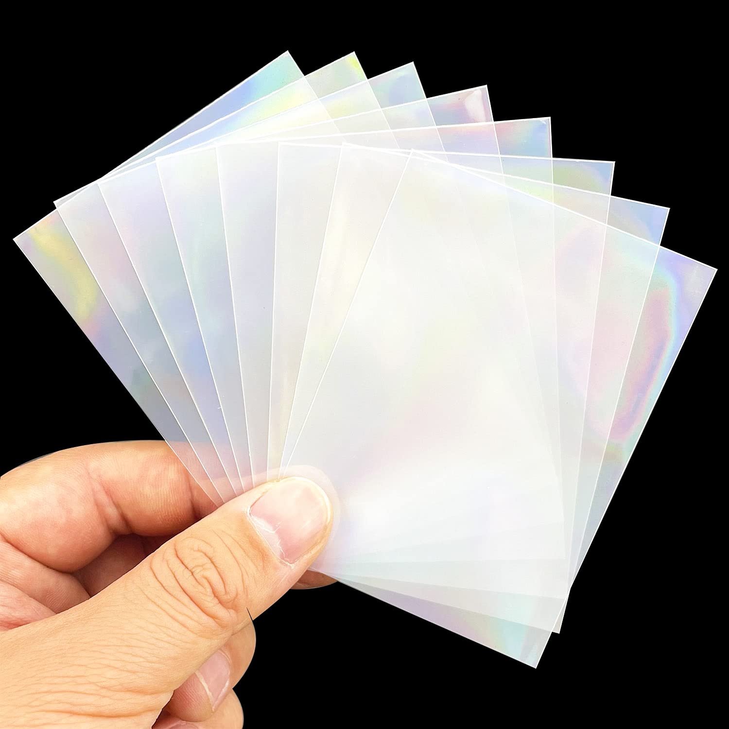 Photo 1 of Black Lotus 100PCS Rainbow Foil Transparent Laser Clear Sleeves Idol Photo Cards Holographic Protector Trading Cards Shield Cover 61x88mm